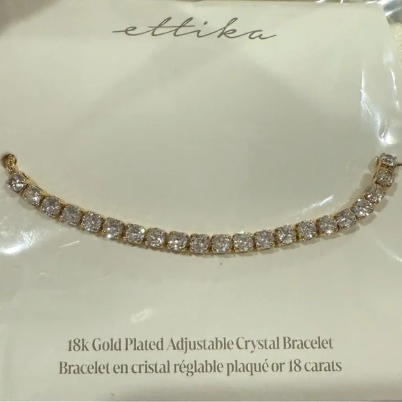 Ettika Gold Crystal Adjustable Bracelet - Picture 1 of 3